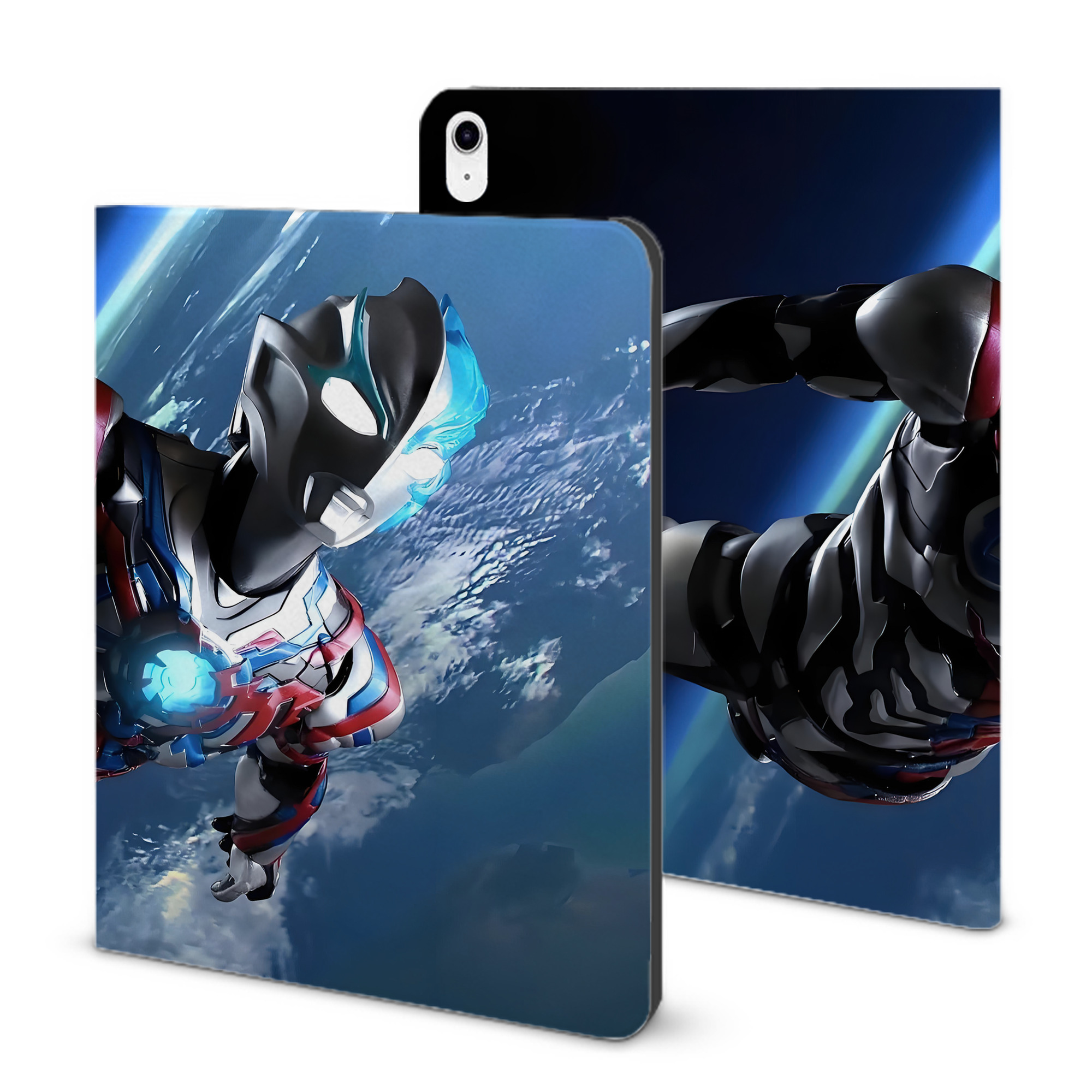 （画像用） ウルトラマン Ultraman IPad ケース ブック型 PUレザー TPU 耐衝撃 軽量 薄型 ペン収納なし 全面保護 IPad 各モデル対応